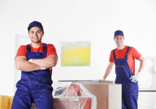 Removal team preparing a Belgravia townhouse move
