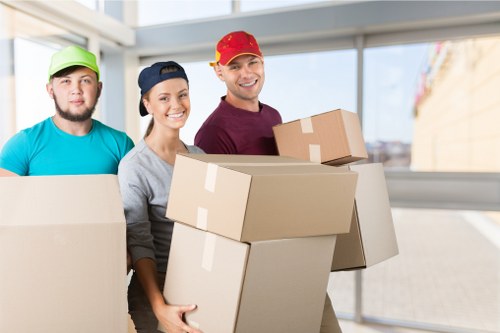 Packed boxes and furniture prepared for a Belgravia move