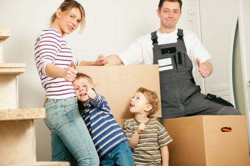 Organised moving boxes prepared for a property relocation in Belgravia
